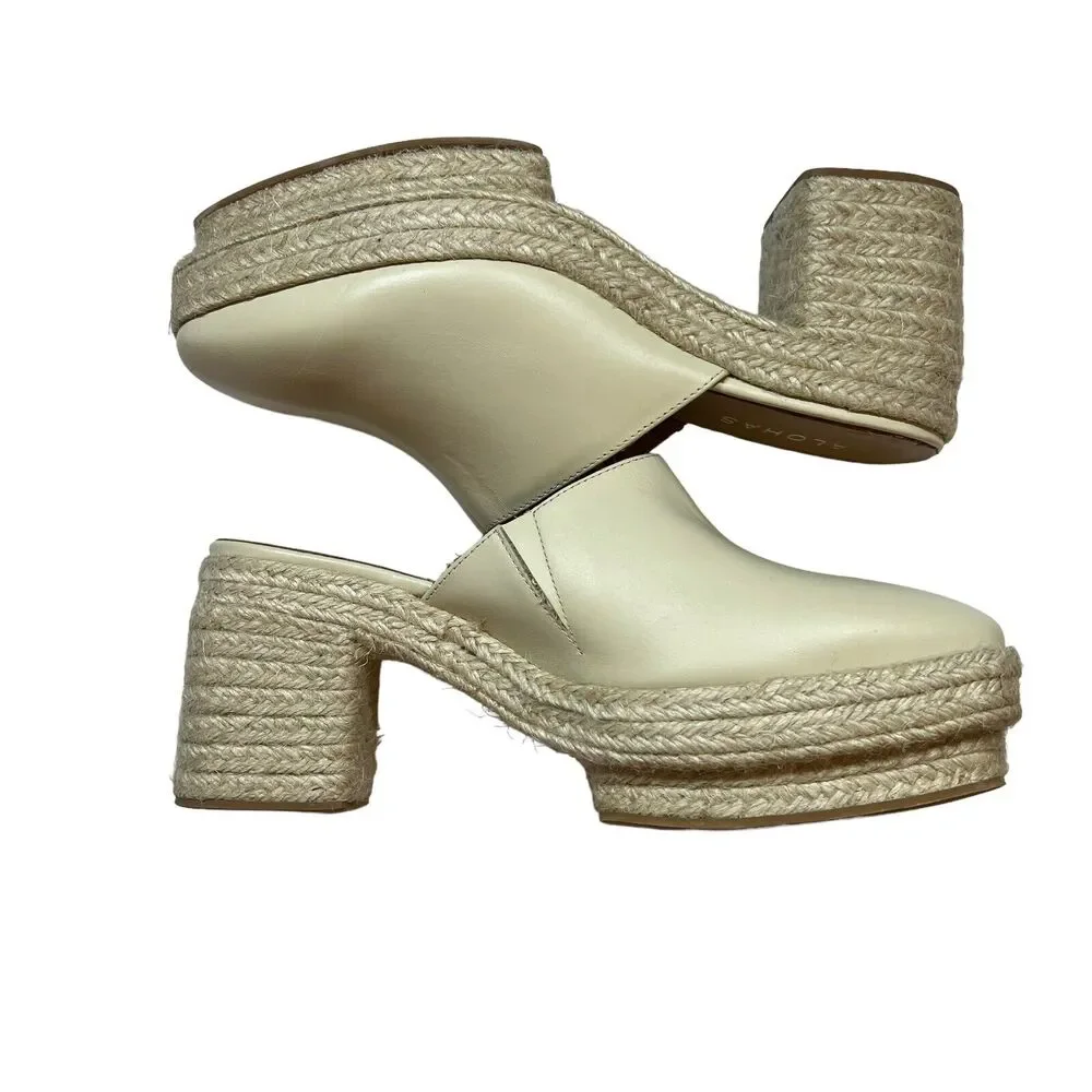 Alohas Cream‎ Piko Leather Espadrilles Size 39 New